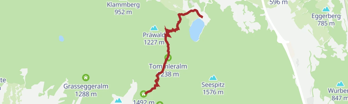 Route map: Dümlerhütte über Gleinkersee und Tommerlalm